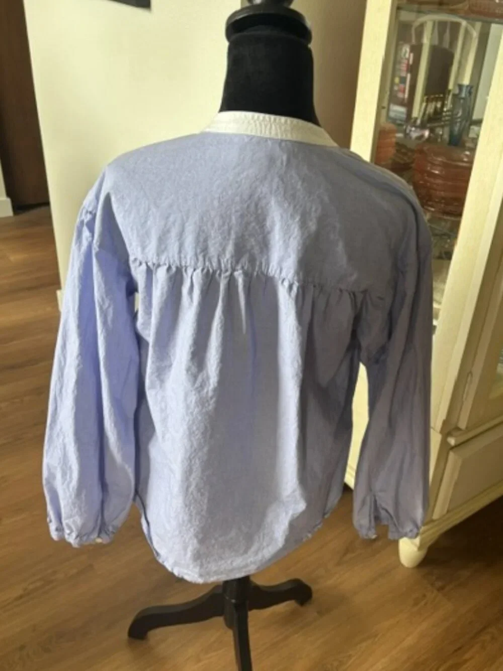 J Crew Blue Chambray Poet Shirt Puff Sleeve 100% Cotton 6